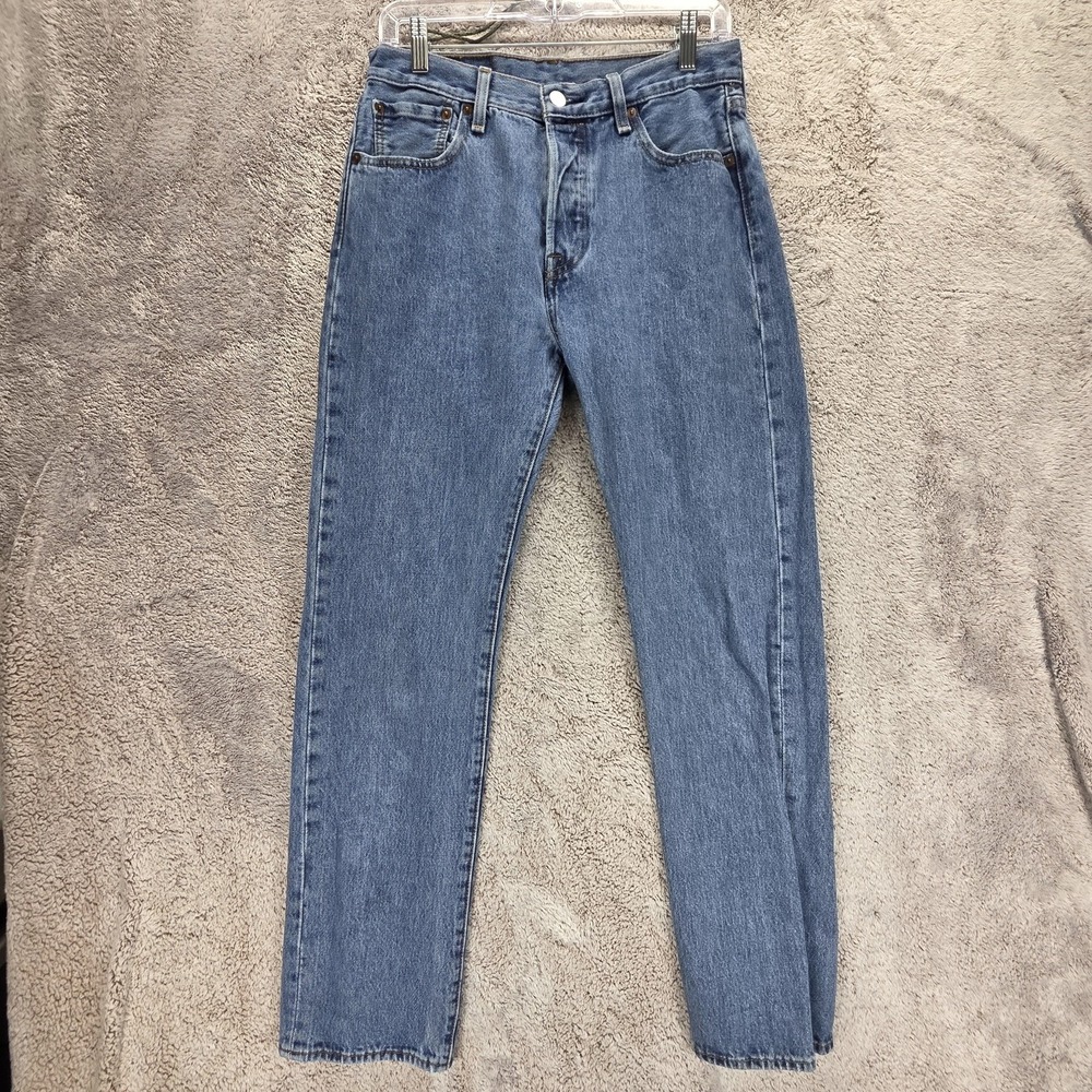 Levis 501 Jeans Mens Blue Medium Wash Button Fly Regular Straight Fits 28x30